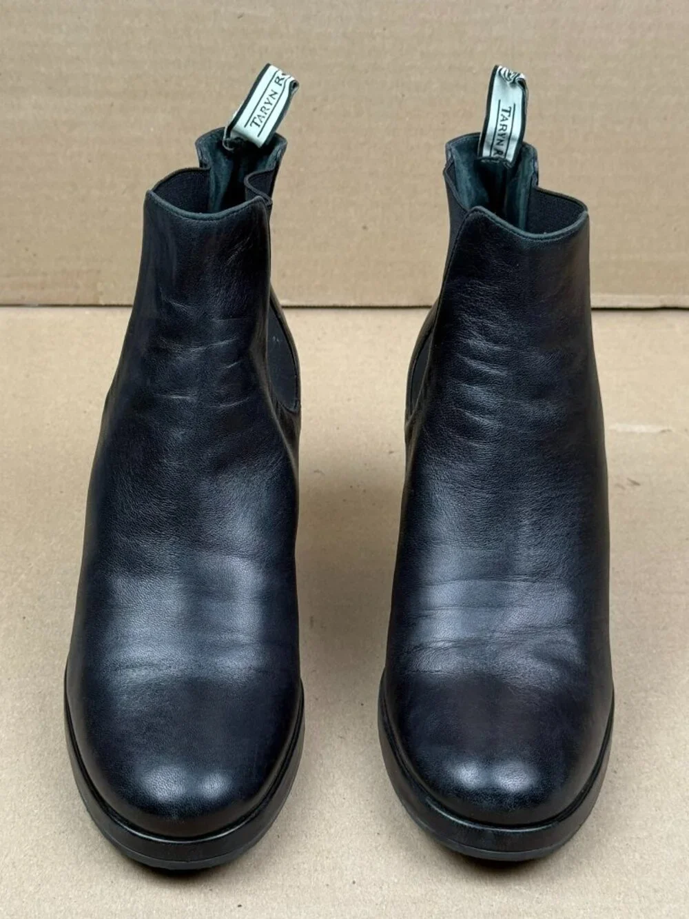 Taryn Rose Black Leather Chelsea Wedge Ankle Boot Women US 5 EU 35 Made In Italy